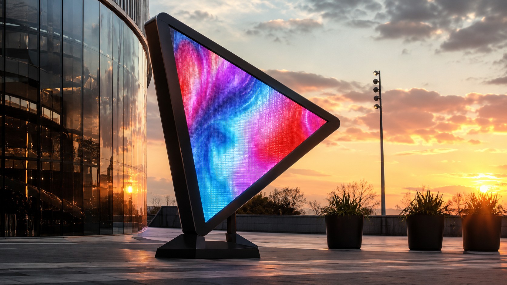 Pantalla LED triangular de gran impacto en exterior